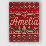 Personalised Name Cute Red Heart Christmas Custom  Unique Gift Idea Elegant Feature Canvas Wall Art Print Decor Picture Ready to Hang