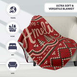 Cute Red Heart Christmas Tree Festive Nordic Knitted Seamless Lovely  Personalised Custom Name Super Soft Fleece Blanket Bed Sofa Throw