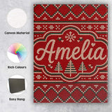 Personalised Name Cute Red Heart Christmas Custom  Unique Gift Idea Elegant Feature Canvas Wall Art Print Decor Picture Ready to Hang