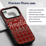 Cute Red Heart Christmas Tree Festive Nordic Custom Name Protective Phone Case Mobile Cover Durable Everyday Smartphone Shock Resistant
