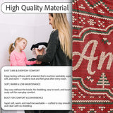 Cute Red Heart Christmas Tree Festive Nordic Knitted Seamless Lovely  Personalised Custom Name Super Soft Fleece Blanket Bed Sofa Throw