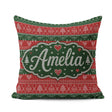 Custom Name Nordic Christmas Ornament Heart Stripe Knit Seamless Square Filled Cushion Throw Pillow Sofa Bed Home Decor Zip Washable UK Made
