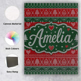 Personalised Name Classic Nordic Christmas Custom  Unique Gift Idea Elegant Feature Canvas Wall Art Print Decor Picture Ready to Hang