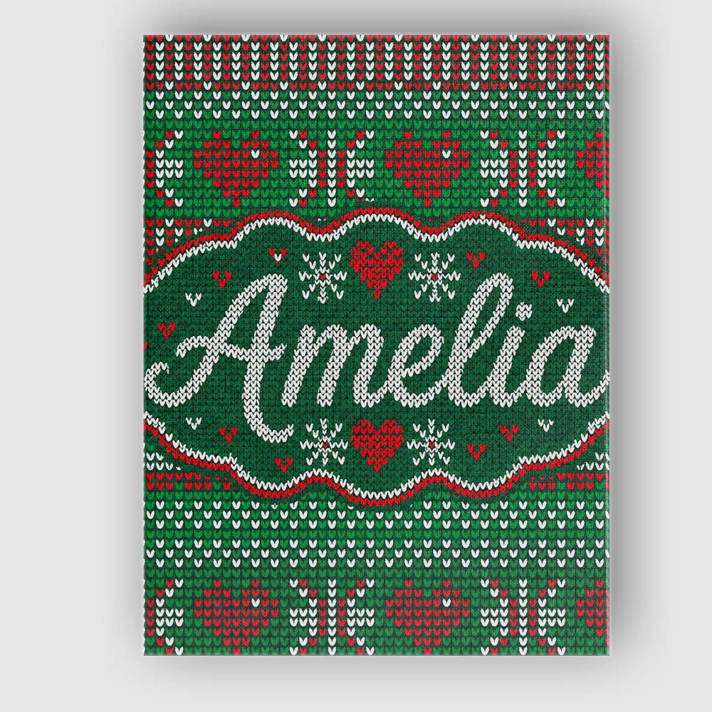 Personalised Name Christmas Heart Stripe Custom  Unique Gift Idea Elegant Feature Canvas Wall Art Print Decor Picture Ready to Hang