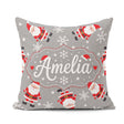 Custom Name Cute Santa Claus Snowflake Winter Seamless Pattern Square Filled Cushion Throw Pillow Sofa Bed Home Decor Zip Washable UK Made