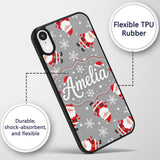Cute Santa Claus Snowflake Winter Printed Design Custom Name Protective Phone Case Mobile Cover Durable Everyday Smartphone Shock Resistant