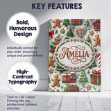 Personalised Name Christmas Gingerbread Custom  Modern Room Accent Elegant Feature Canvas Wall Art Print Decor Picture Ready to Hang