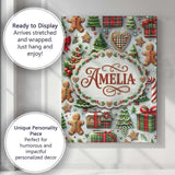 Personalised Name Christmas Gingerbread Custom  Modern Room Accent Elegant Feature Canvas Wall Art Print Decor Picture Ready to Hang
