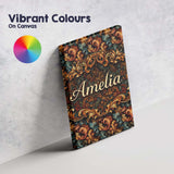Personalised Name Teal Orange Baroque Floral Seamless Pattern Dark Custom  Unique Canvas Wall Art Print Decor Picture Ready to Hang
