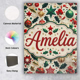 Personalised Name Festive Christmas Star Custom  Unique Gift Idea Elegant Feature Canvas Wall Art Print Decor Picture Ready to Hang