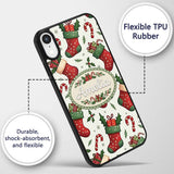 Cute Christmas Stocking Gifts Candy Cane Holly Custom Name Protective Phone Case Mobile Cover Durable Everyday Smartphone Shock Resistant
