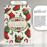 Cute Christmas Stocking Gifts Candy Cane Holly Seamless Pattern  Personalised Custom Name Super Soft Fleece Blanket Bed Sofa Throw