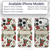 Cute Christmas Stocking Gifts Candy Cane Holly Custom Name Protective Phone Case Mobile Cover Durable Everyday Smartphone Shock Resistant