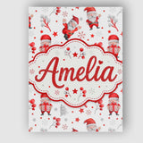 Personalised Name Cute Santa Claus Watercolor Custom Unique Gift Idea Modern Room Accent Canvas Wall Art Print Decor Picture Ready to Hang