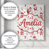 Personalised Name Cute Santa Claus Watercolor Custom Unique Gift Idea Modern Room Accent Canvas Wall Art Print Decor Picture Ready to Hang