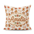 Custom Name Gingerbread Cookies Snowman Star Christmas Seamless Square Filled Cushion Throw Pillow Sofa Bed Home Decor Zip Washable UK Made