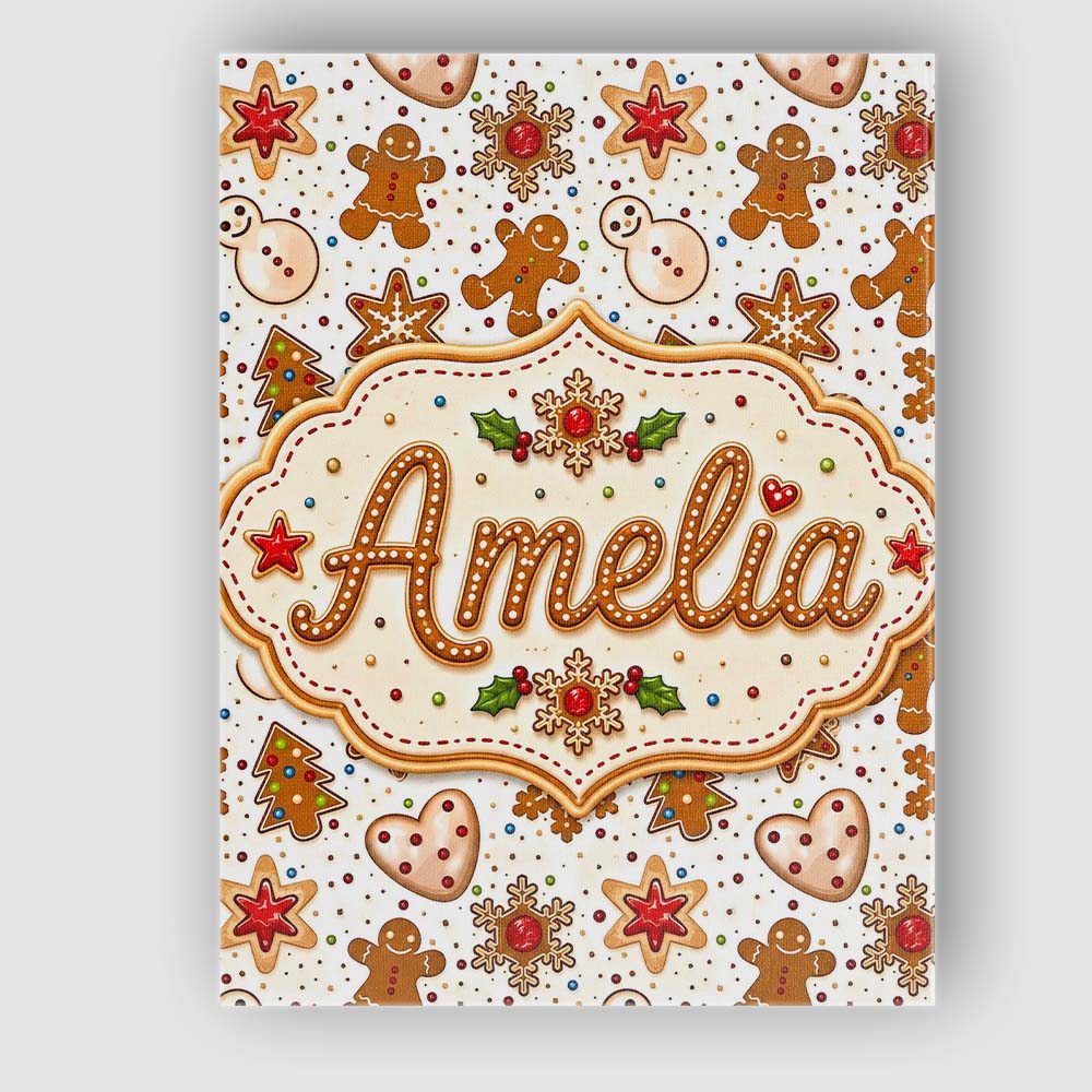 Personalised Name Gingerbread Cookies Custom Modern Room Accent Creative Decorator Style Canvas Wall Art Print Decor Picture Ready to Hang
