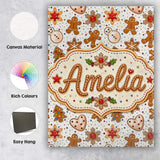 Personalised Name Gingerbread Cookies Custom Modern Room Accent Creative Decorator Style Canvas Wall Art Print Decor Picture Ready to Hang