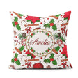 Custom Name Christmas Poinsettia Candy Cane Holly Berry Ornament Square Filled Cushion Throw Pillow Sofa Bed Home Decor Zip Washable UK Made