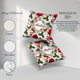 Custom Name Christmas Poinsettia Candy Cane Holly Berry Ornament Square Filled Cushion Throw Pillow Sofa Bed Home Decor Zip Washable UK Made