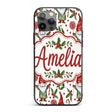 Watercolor Christmas Gnome Candy Cane Holly Berry Custom Name Protective Phone Case Mobile Cover Durable Everyday Smartphone Shock Resistant