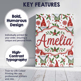 Personalised Name Watercolor Christmas Custom  Modern Room Accent Elegant Feature Canvas Wall Art Print Decor Picture Ready to Hang