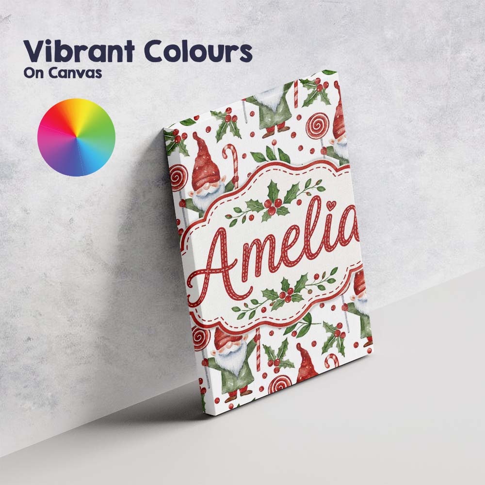 Personalised Name Watercolor Christmas Custom  Modern Room Accent Elegant Feature Canvas Wall Art Print Decor Picture Ready to Hang