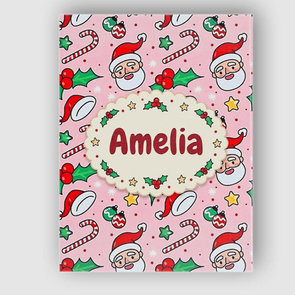 Personalised Name Cute Santa Face Candy Custom  Modern Room Accent Elegant Feature Canvas Wall Art Print Decor Picture Ready to Hang