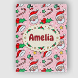 Personalised Name Cute Santa Face Candy Custom  Modern Room Accent Elegant Feature Canvas Wall Art Print Decor Picture Ready to Hang
