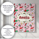 Personalised Name Cute Santa Face Candy Custom  Modern Room Accent Elegant Feature Canvas Wall Art Print Decor Picture Ready to Hang