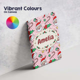 Personalised Name Cute Santa Face Candy Custom  Modern Room Accent Elegant Feature Canvas Wall Art Print Decor Picture Ready to Hang
