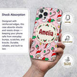 Cute Santa Face Candy Cane Holly Pink Christmas Custom Name Protective Phone Case Mobile Cover Durable Everyday Smartphone Shock Resistant