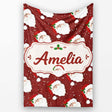 Cute Santa Face Red Snow Background Christmas Seamless Pattern  Personalised Custom Name Super Soft Fleece Blanket Bed Sofa Throw