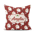 Custom Name Cute Santa Face Red Snow Background Seamless Pattern Square Filled Cushion Throw Pillow Sofa Bed Home Decor Zip Washable UK Made