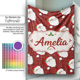 Cute Santa Face Red Snow Background Christmas Seamless Pattern  Personalised Custom Name Super Soft Fleece Blanket Bed Sofa Throw
