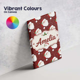 Personalised Name Cute Santa Face Red Snow Custom  Unique Gift Idea Elegant Feature Canvas Wall Art Print Decor Picture Ready to Hang