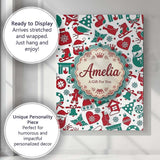 Personalised Name Festive Christmas Santa Custom  Unique Gift Idea Elegant Feature Canvas Wall Art Print Decor Picture Ready to Hang