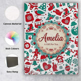 Personalised Name Festive Christmas Santa Custom  Unique Gift Idea Elegant Feature Canvas Wall Art Print Decor Picture Ready to Hang