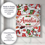 Personalised Name Christmas Stockings Gifts Custom  Bespoke Interior Contemporary Canvas Wall Art Print Decor Picture Ready to Hang