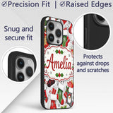 Christmas Stockings Gifts Candy Cane Snowflake Custom Name Protective Phone Case Mobile Cover Durable Everyday Smartphone Shock Resistant