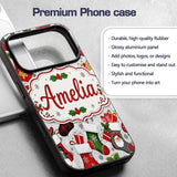 Christmas Stockings Gifts Candy Cane Snowflake Custom Name Protective Phone Case Mobile Cover Durable Everyday Smartphone Shock Resistant