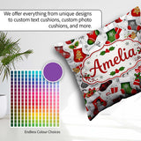 Custom Name Christmas Stockings Gifts Snowflake Seamless Pattern Square Filled Cushion Throw Pillow Sofa Bed Home Decor Zip Washable UK Made