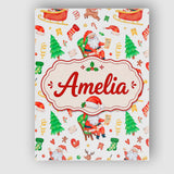 Personalised Name Watercolor Santa Sleigh Custom  Unique Gift Idea Elegant Feature Canvas Wall Art Print Decor Picture Ready to Hang
