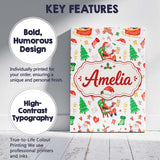 Personalised Name Watercolor Santa Sleigh Custom  Unique Gift Idea Elegant Feature Canvas Wall Art Print Decor Picture Ready to Hang