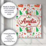 Personalised Name Watercolor Santa Sleigh Custom  Unique Gift Idea Elegant Feature Canvas Wall Art Print Decor Picture Ready to Hang