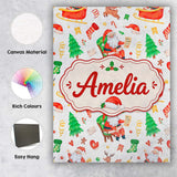 Personalised Name Watercolor Santa Sleigh Custom  Unique Gift Idea Elegant Feature Canvas Wall Art Print Decor Picture Ready to Hang