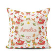 Custom Name Santa Sleigh Reindeer Elf Christmas Seamless Pattern Square Filled Cushion Throw Pillow Sofa Bed Home Decor Zip Washable UK Made