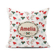 Custom Name Christmas Hat Mittens Candy Holly Snowflake Seamless Square Filled Cushion Throw Pillow Sofa Bed Home Decor Zip Washable UK Made