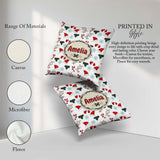 Custom Name Christmas Hat Mittens Candy Holly Snowflake Seamless Square Filled Cushion Throw Pillow Sofa Bed Home Decor Zip Washable UK Made
