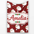 Santa Face Red Snow Background Christmas Seamless Pattern Lovely  Personalised Custom Name Super Soft Fleece Blanket Bed Sofa Throw